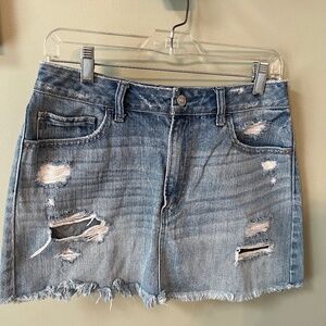 Abercrombie & Fitch Distressed Denim Mini Skirt with Raw Hem/Size 4